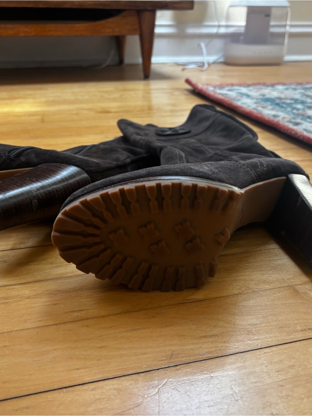 Tory Burch Brown Suede Knee-High Block Heel Boots - Picture 4 of 4